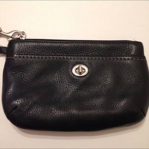 Women’s Coach Black Leather Wristlet